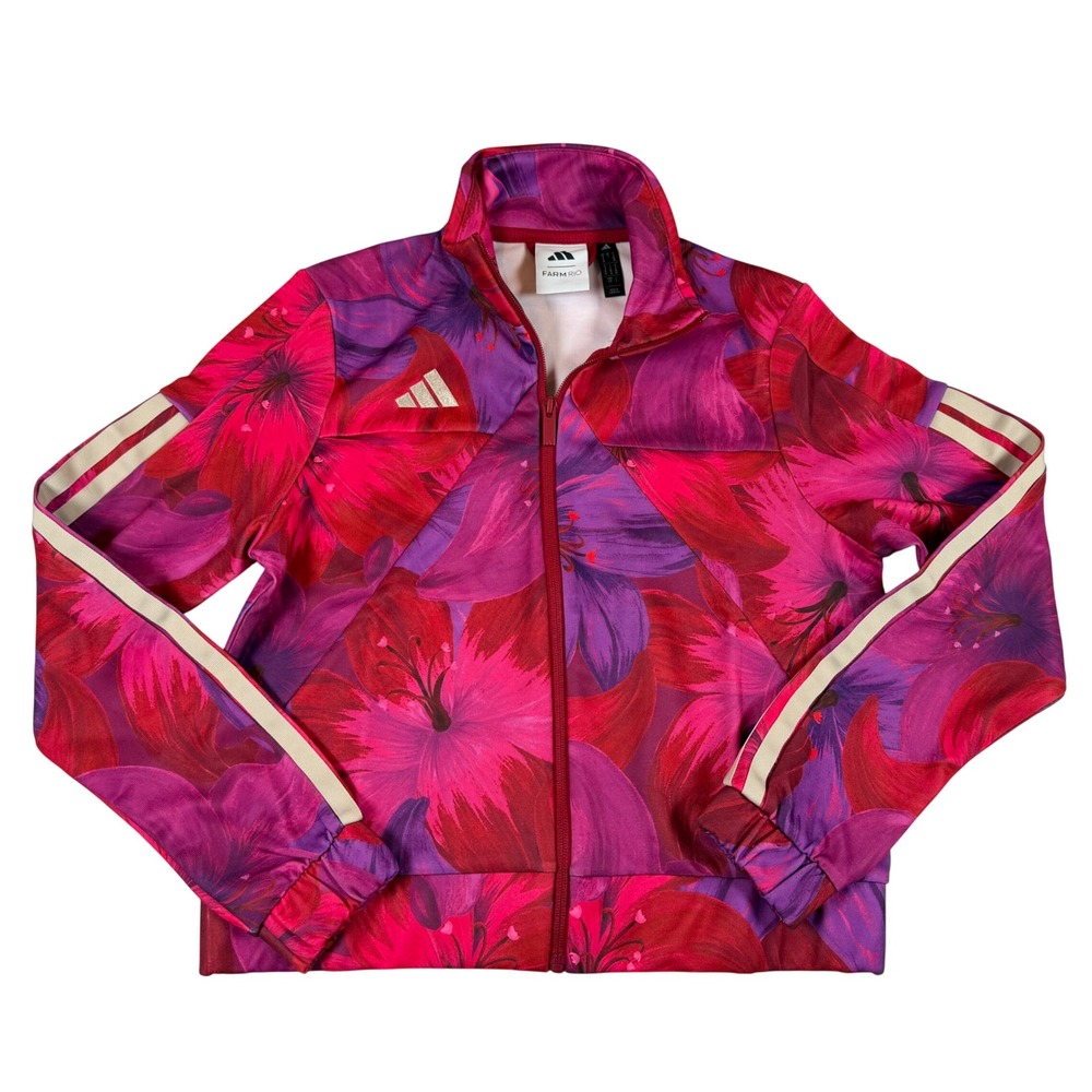 Adidas x Farm Rio Floral Track Jacket Pink Purple Tropical Full Zip Small